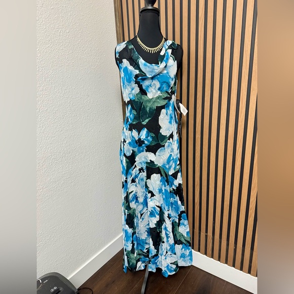 Alex Evenings Blue & Teal Floral Maxi Dress with Shawl - Picture 2 of 10